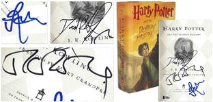 J.K. Rowling, Daniel Radcliffe & Rupert Grint Signed First U.S. Edition of Harry Potter and the Deathly Hallows -- With Beckett COA